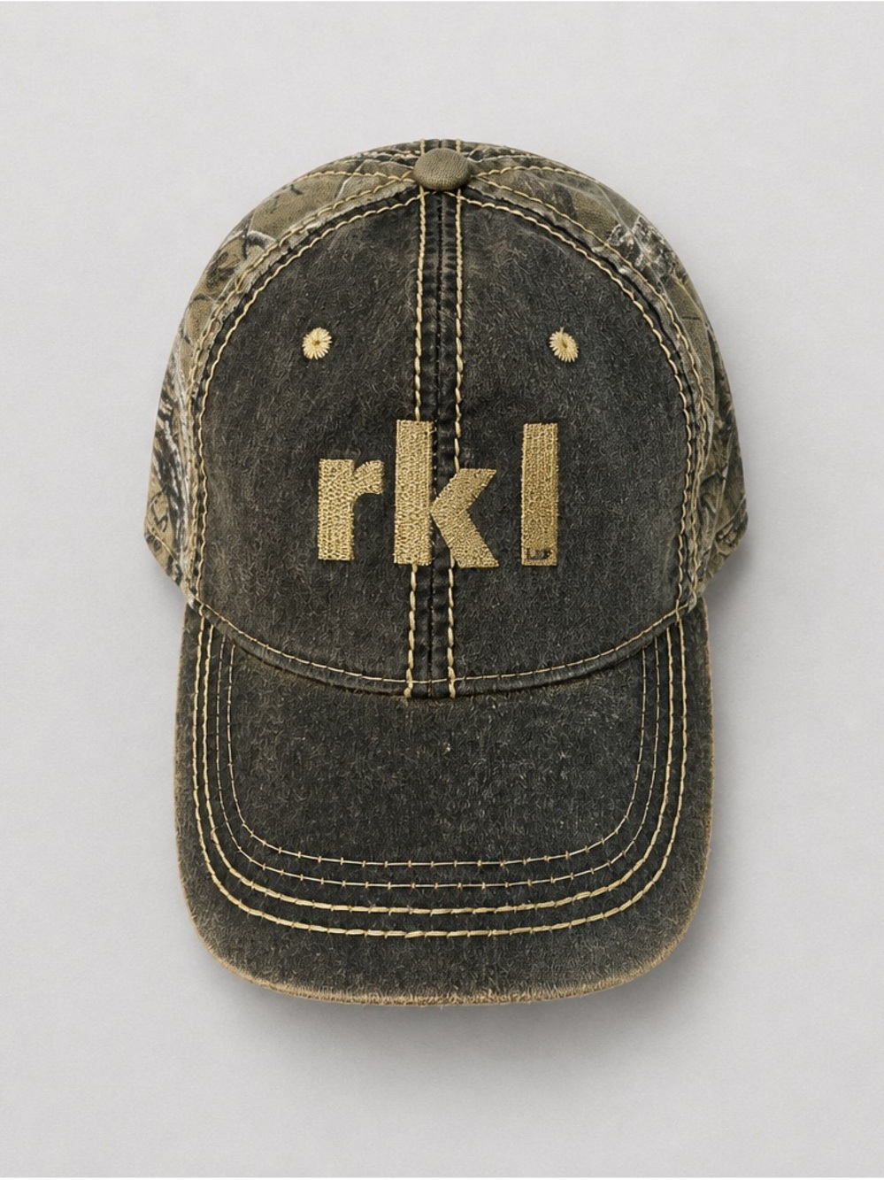 Port Authority mens Distressed Brown Baseball Cap with Gold Embroidery